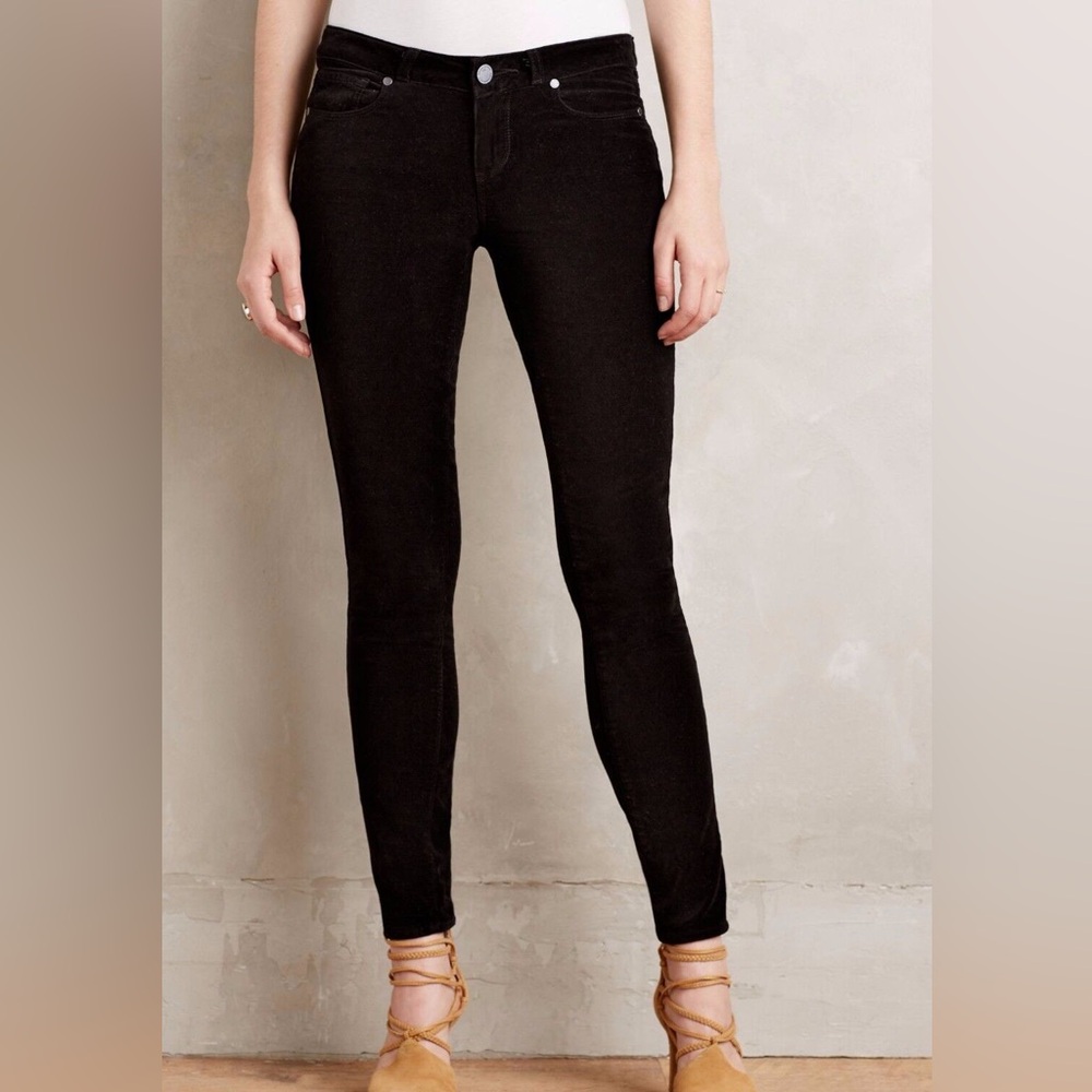 PAIGE VERDUGO ULTRA SKINNY BLACK OVERDYE VELVET JEANS 24